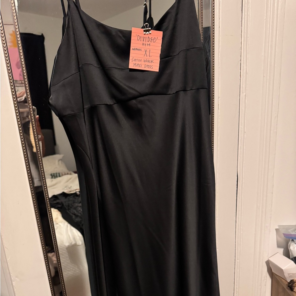 Satin black h&m dress